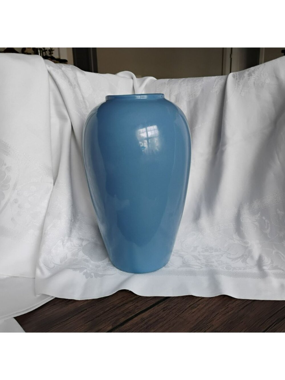 Vintage Royal Haeger Blue Vase 13" #4304 Postmodern Art Deco Revival Ceramic - Picture 10 of 10